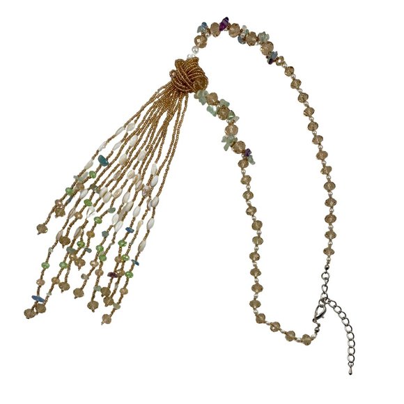 Beaded Necklace 12 Tassels Handmade - Picture 4 of 6